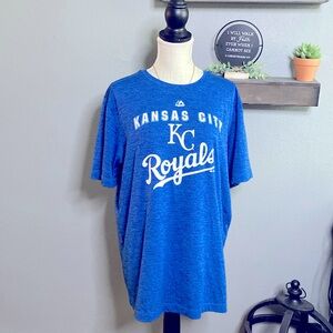 Majestic Royals Heathered Blue Tee